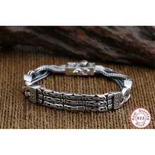 Настоящее серебро 925 пробы ювелирные изделия мужской браслет стиль ретро, Панк Серебряный браслет мужские и женские высокие ювелирные изделия