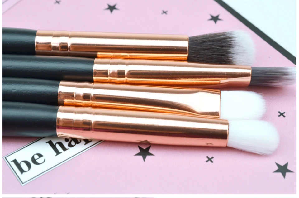 SHIHSHUMS 12 Pcs Eyes Brushes Set Eyeshadow Eyeliner Lip Blending Brush Tools Gold Black Professional Makeup Brushes Maquiagem (5)