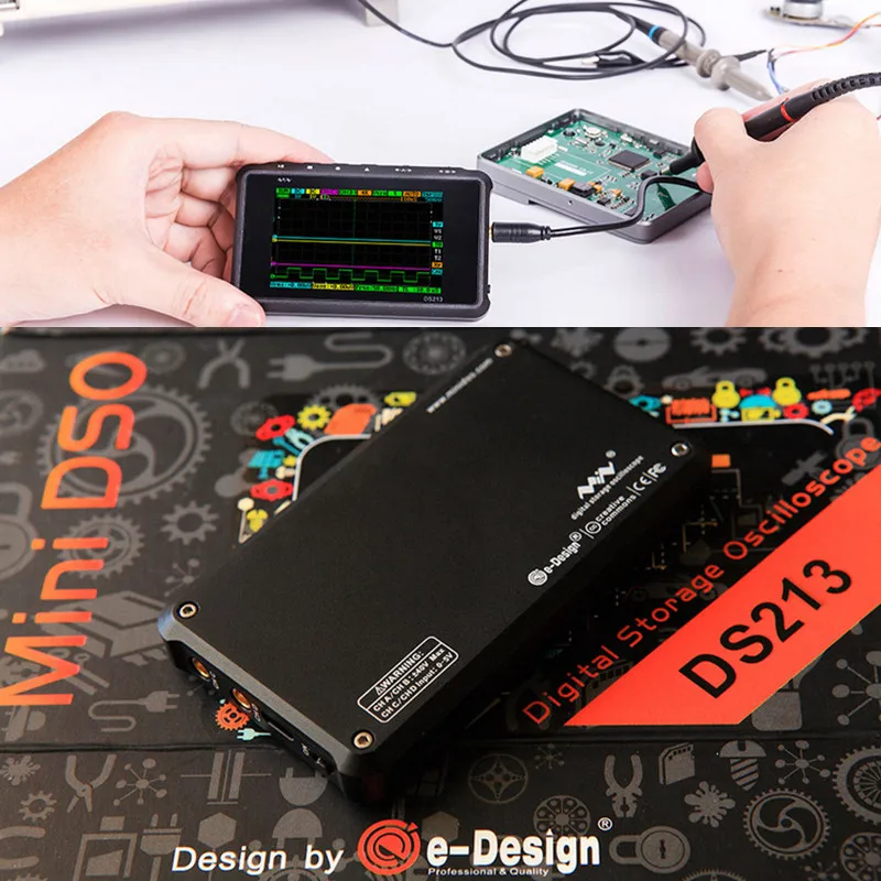4 канальный портативный цифровой мини осциллограф DSO 100 DS 213 с зондом X1 и