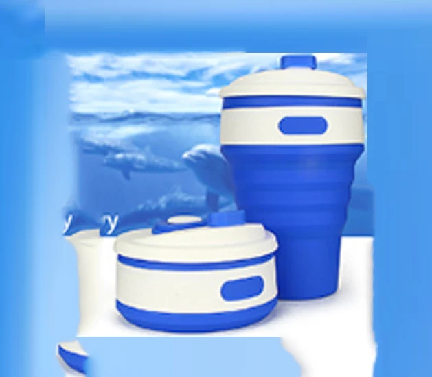 Складной чайник 350 мл силиконовая кружка для воды, автомобиля, бара, офиса, чайного дома, ресторана, дома, отдыха, бара, путешествий, спорта - Цвет: Синий