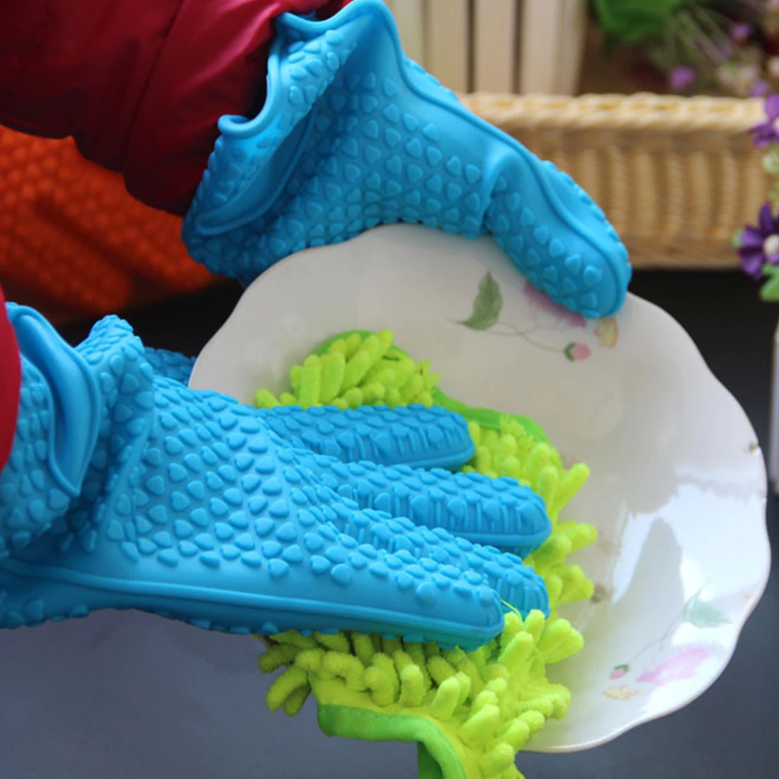 1Pcs/2Pcs Kitchen Bakery Heat Resistant Silicone Glove Cooking Baking BBQ Oven Pot Holder Mitt Kitchen Gadgets