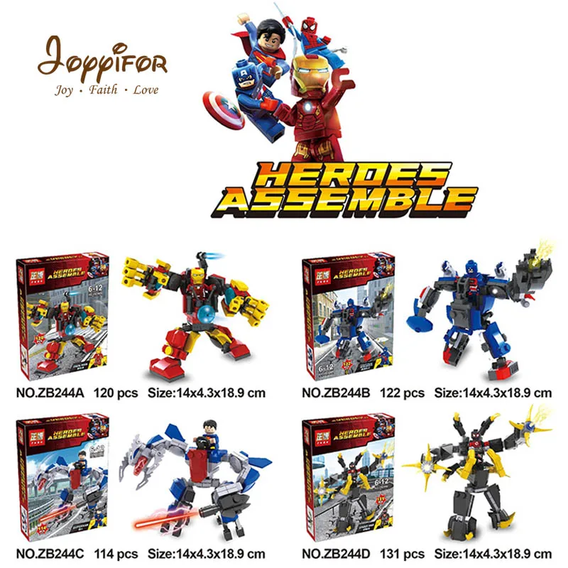 

New Super Hero Mech Iron Man Captain America Spiderman Superman Figure Building Blocks Set Bricks Toy For Kids Children ninjago