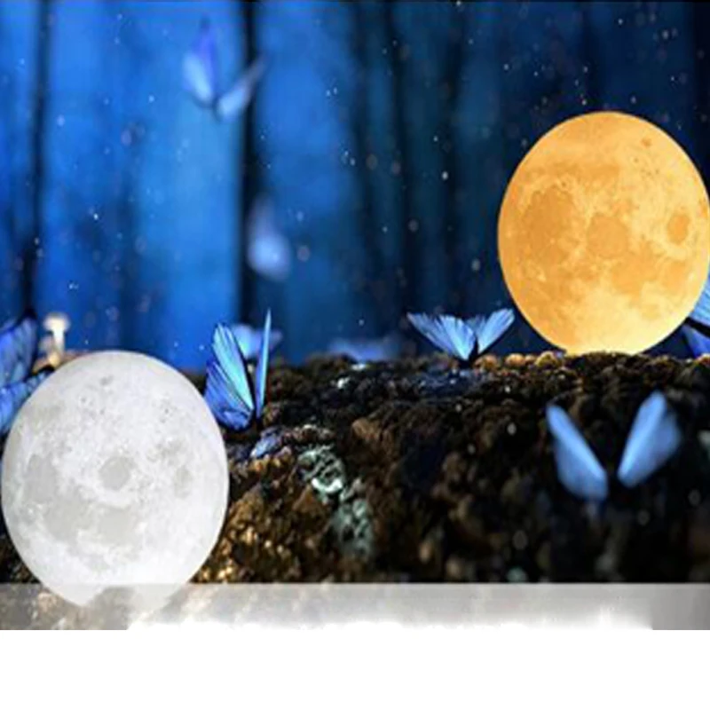 Night Lamp Rechargeable 3D Print Moon Lamp 2 Color Change Touch Switch Bedroom Bookcase Night Light Home Decor Creative Gift (10)