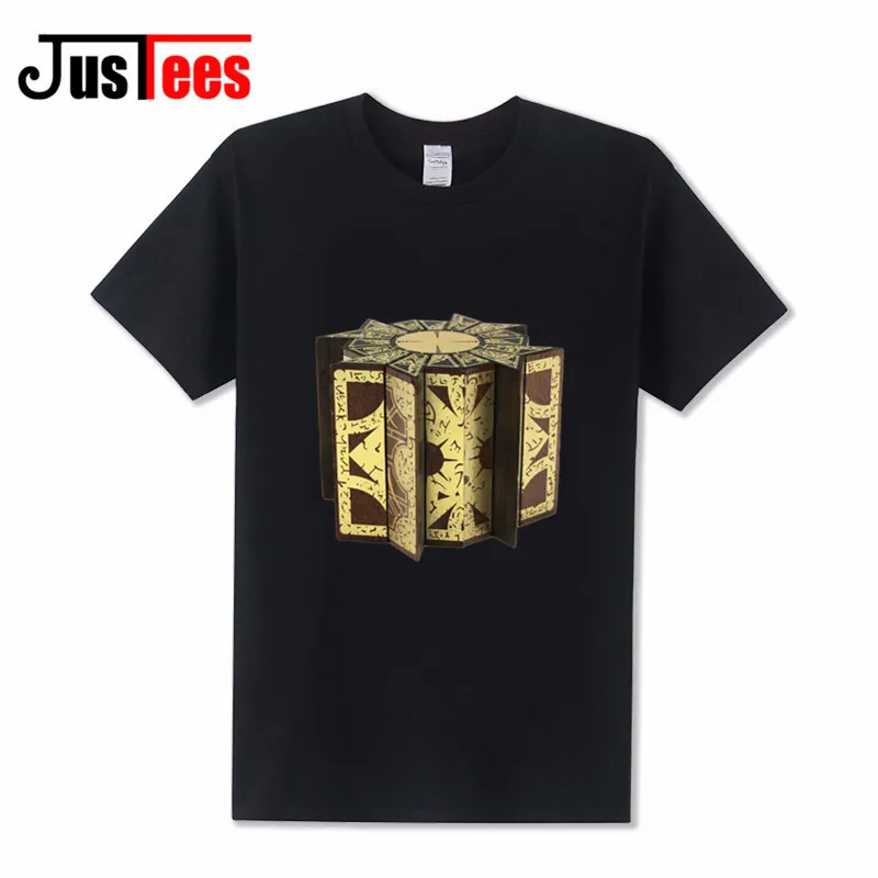 Взрослых брендовая одежда Hellraiser Puzzlebox 3D футболки Для мужчин Pinhead хоррора футболка
