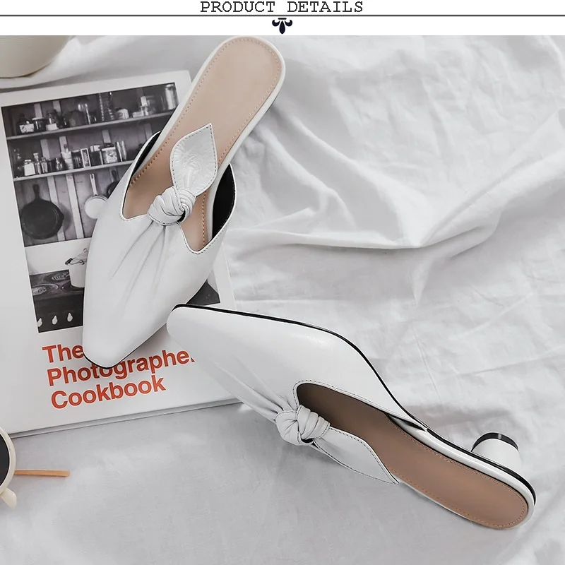 ZVQ/Женская обувь; коллекция года; сезон лето; Новинка; выразительные женские шлепанцы из высококачественной натуральной кожи; женские туфли с квадратным носком на среднем каблуке
