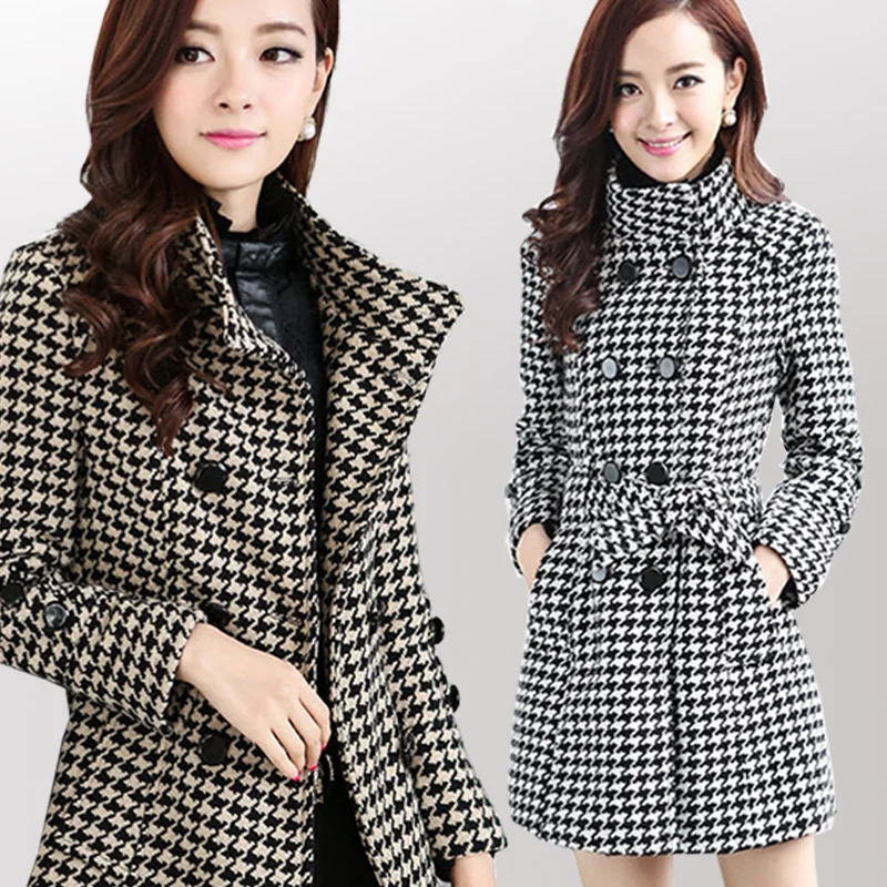 Ветровка в клетку с воротником стойкой на осень и зиму|coat autumn winter|long coat autumncoat slim |