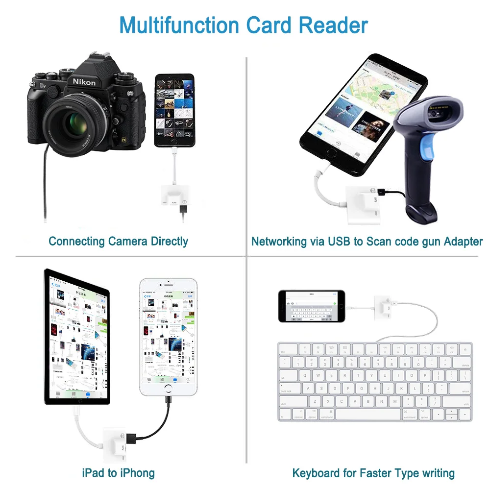2019 New For Lightning To USB 3 Camera Reader OTG Adapter Connection Kits Data Sync Charge For iPhone X/XR/XS/8/7Plus/iPad/iPod 2019 New For Lightning To USB 3 Camera Reader OTG Adapter Connection Kits Data Sync Charge For iPhone X/XR/XS/8/7Plus/iPad/iPod