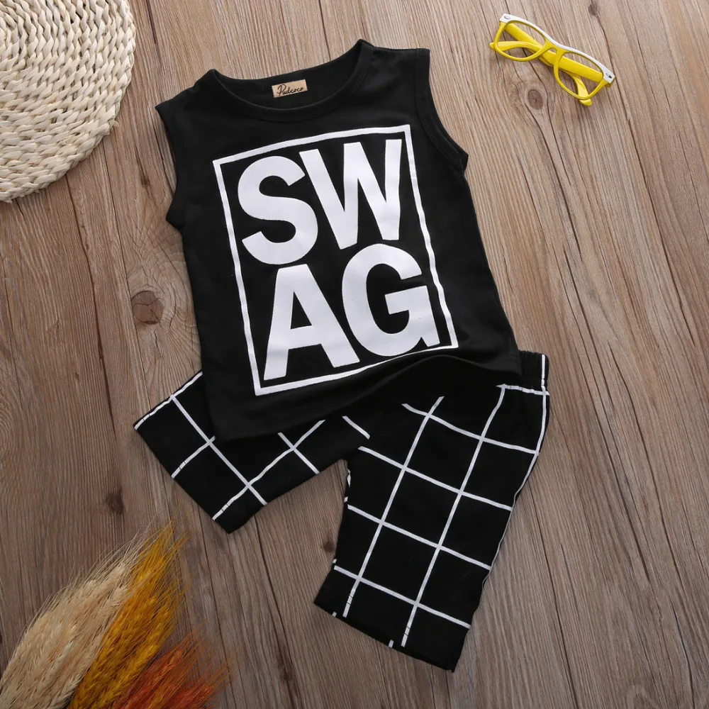 2pcs Toddler Infant Newborn Kids Baby Boy Sleeveless Clothes Casual T shirt Tops Pants Outfits Set