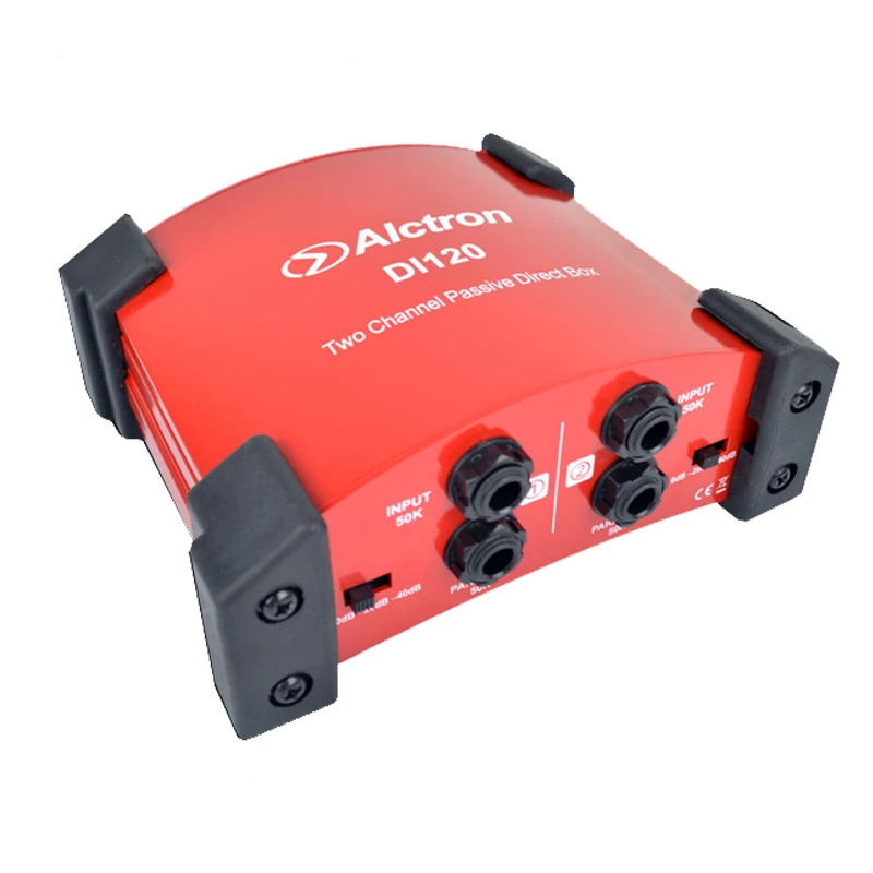 Alctron DI120 Dual Channel Passive Direct Box Splitter DI Box 1/4" Instrument to Balanced and Unbalanced XLR for Guitar Bass