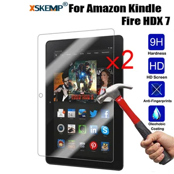 

XSKEMP 2Pcs/Lot 9H Anti-Scratch Tablet Tempered Glass For Kindle fire HDX 7.0 0.3mm Shockproof Screen Protector Protective Film