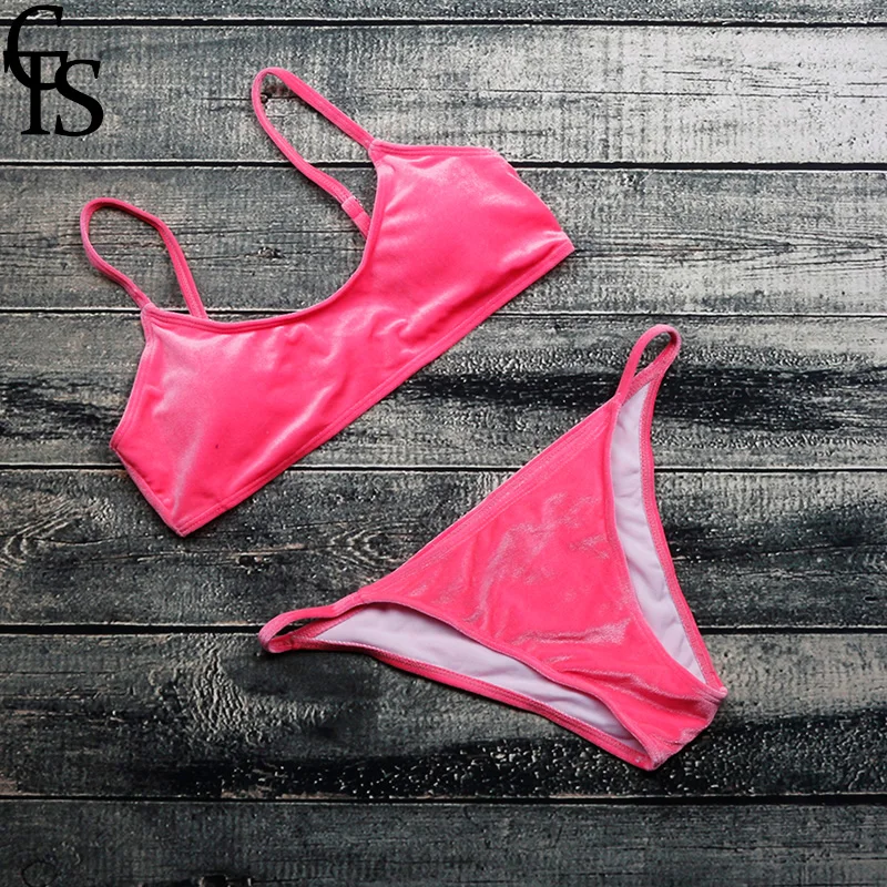 CTS Hot Sale Bikinis Women Velvet Push Up Beach Bathing Suit Swimwear