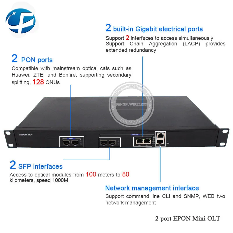 Оригинальная новая версия, с SFP модулями 1G mini 2 port EPON OLT, подходит для HUAWEI, zte, FH ONU ONT