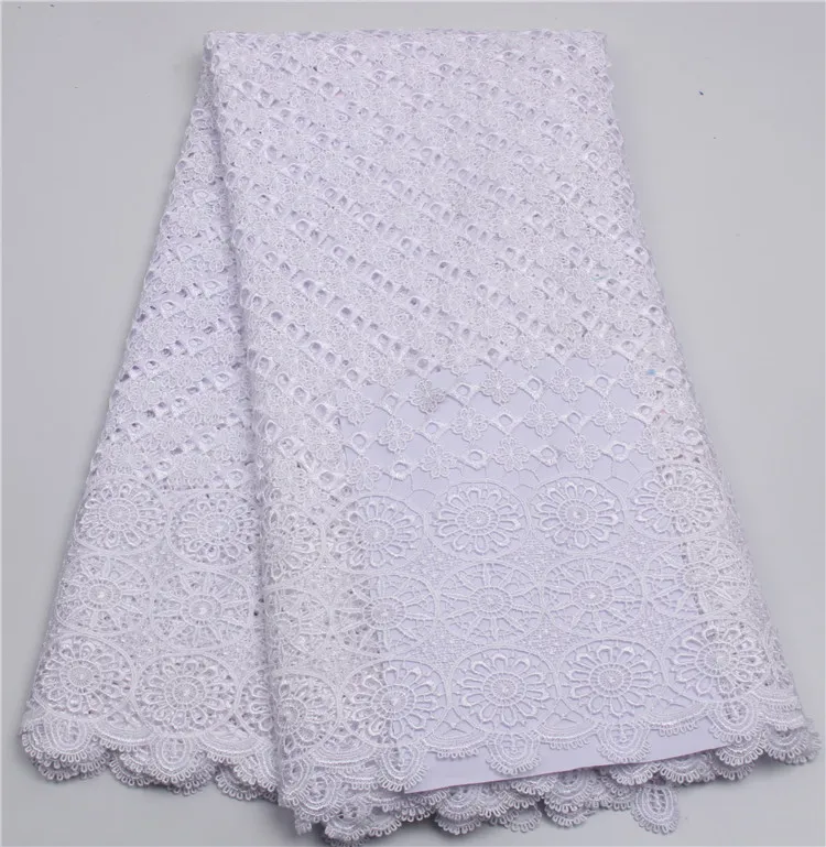 

High Quality White Africa Guipure Lace, Pure Wedding Dress French Chemical Fabric MR207B-3