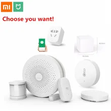 Xiaomi умный дом Комплект Mijia шлюз двери окна человеческого тела датчик температуры и влажности Датчик беспроводной переключатель Zigbee розетка куб