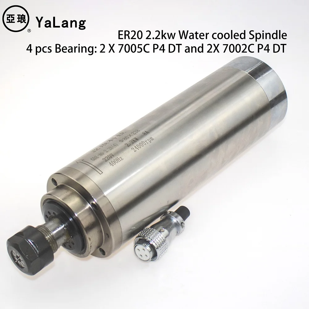

Woodworking CNC router spindle motor 2.2kw ER20 Water Cooled Spindle Motor 2200w spindle for engraving milling 4 bearings