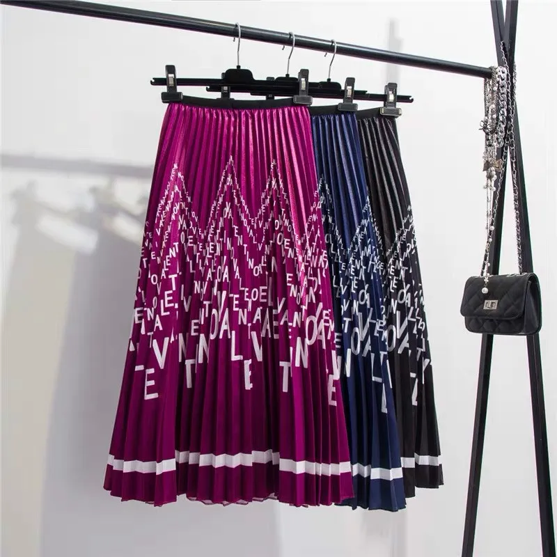 

2019 Mew-Coming Summer Letter European Printing Pattern High Street Style Women SKirts For Party Holiday High Elastic