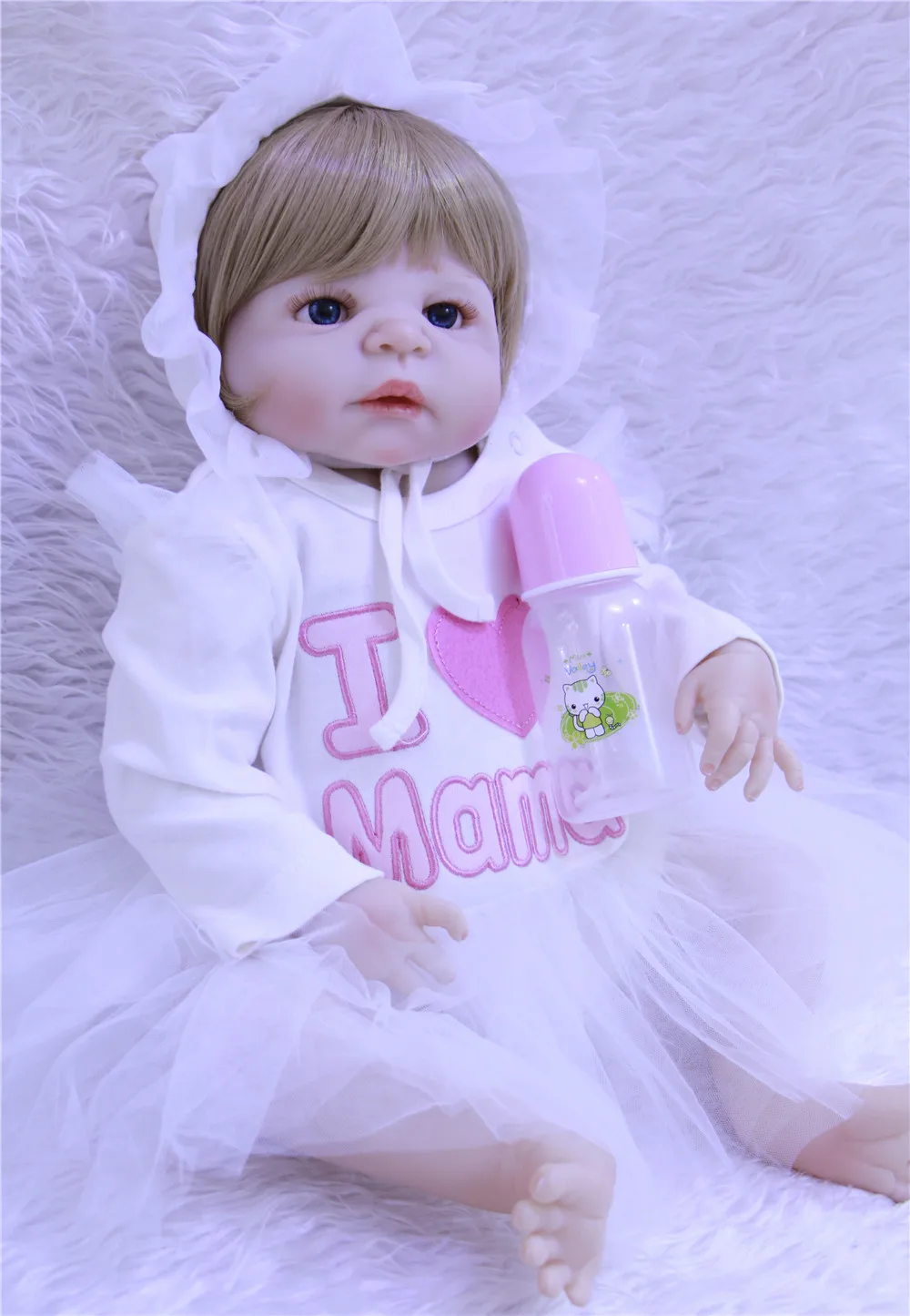 

55cm whole Silicone Reborn Dolls Baby Realistic touch Doll 22'' Vinyl Boneca Reborn Doll For girl Xmas Birthday Gift Bathe Toy
