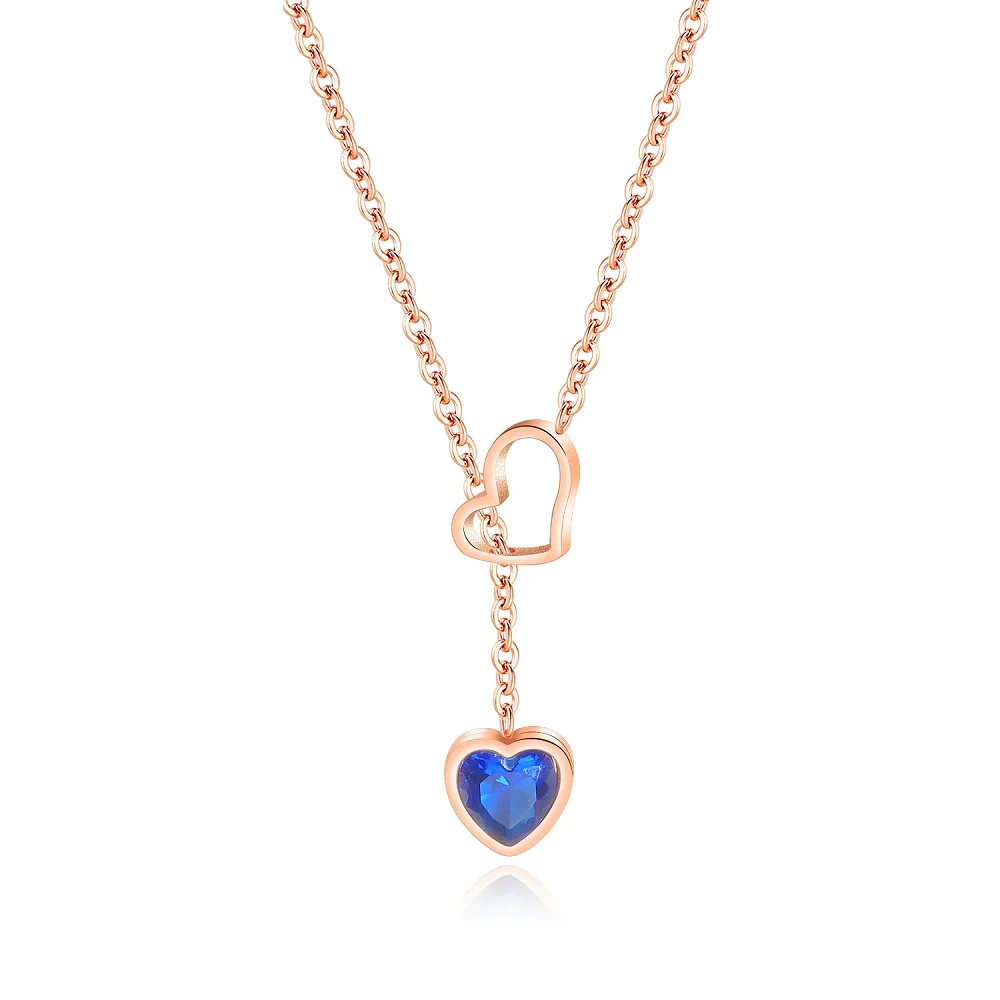 

FATE LOVE Fashion Jewelry Beautiful Cute Stainless Steel Child Girls Princess Blue Heart Women Necklace & Pendant