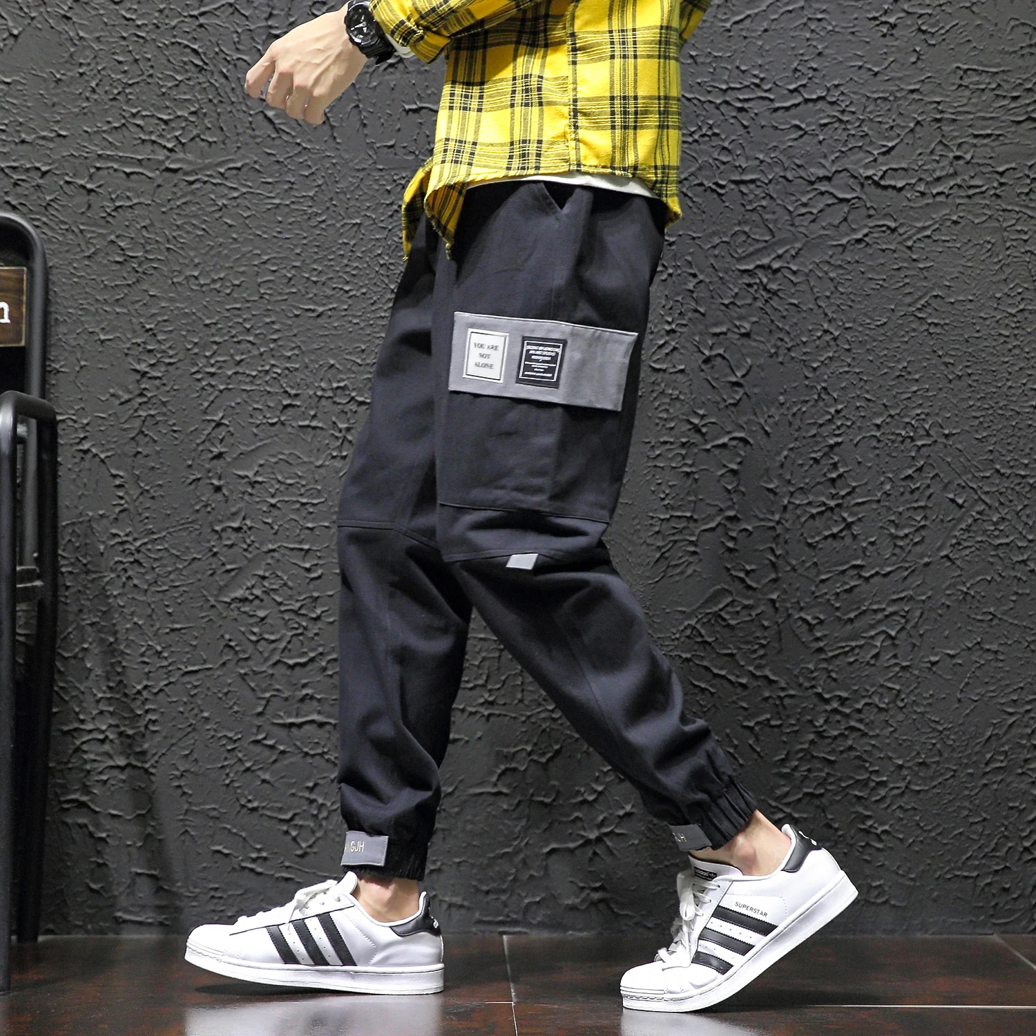 Плюс размер Streetwear уличная Толстовка повседневные Лоскутные Брюки карго мужские шаровары Хип-хоп боковые карманы модные брюки 2 цвета