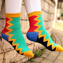 60 пар/лот,, европейский стиль, унисекс, Разноцветные носки в стиле пэчворк, Осень-зима, короткие носки с боковой волной, носки, свободный размер