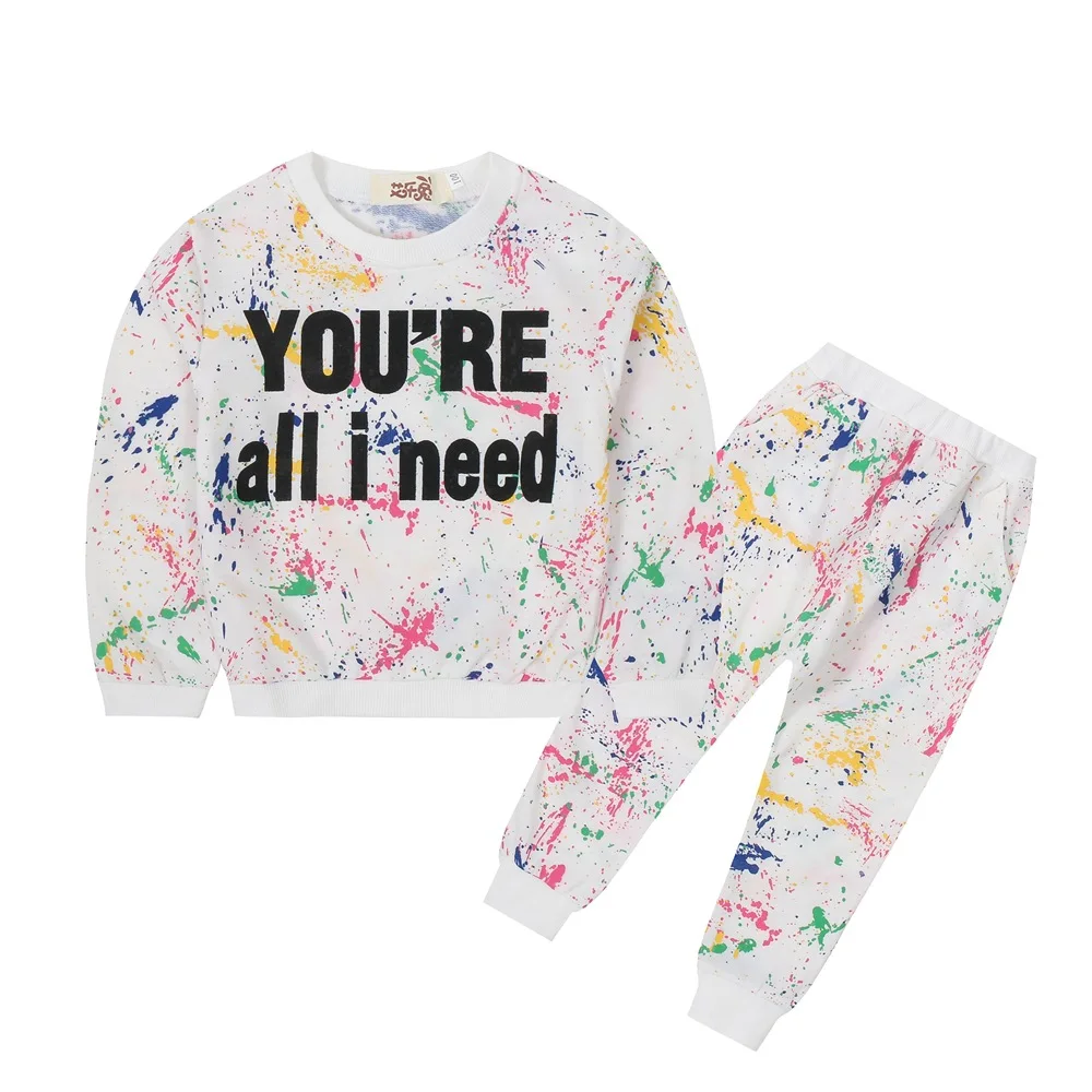 

Kids Clothes 2019 new Spring Autumn Cotton sportswear Printed long-sleeved clothes+ Pants 2-3-4-5-6-7 years Baby Girl Clothes