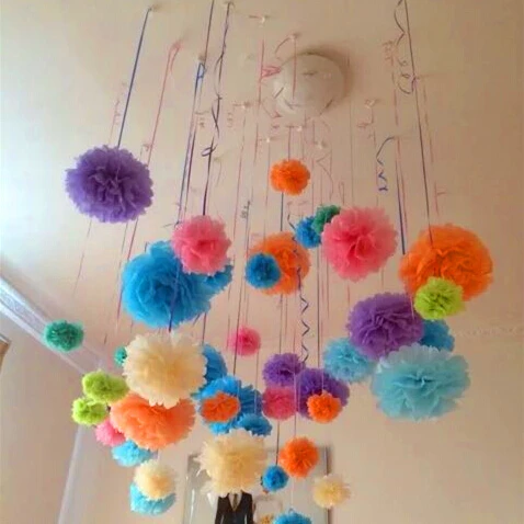 

20cm 5pcs/lot Artificial flowers Paper artificial Pom Tissue Balls flower for home wedding party car decoration crafts flowers