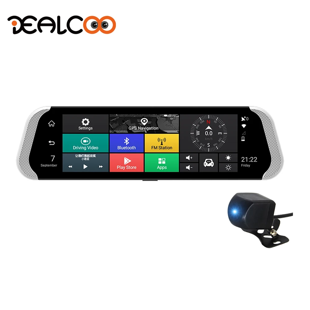 

Dealcoo 10' Touch Screen Android Car DVR Mirror Camera ADAS Video Recorder Camera Dual lens 1080P Full HD Dash Cam Car Black Box