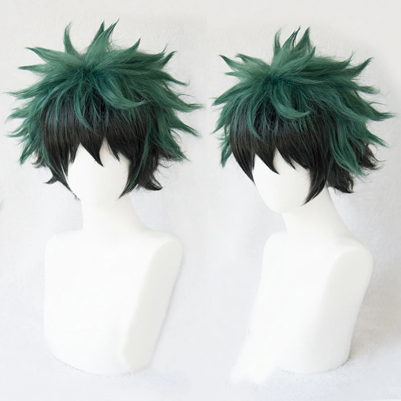 My Hero Academy Boku no Hiro Akademia Izuku Midoriya короткий зеленый черный Ombre термостойкий косплей костюм парик+ дорожка+ Кепка