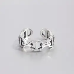 Кольцо ювелирные изделия 925 серебро толстая цепь Обмотка Форма для женщин мужчин любовь свадебный подарок Европейская корейская мода