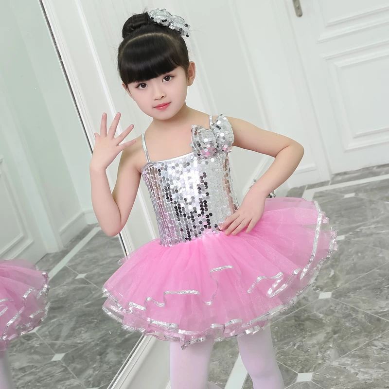 Нарядный костюм-пачка детский танцевальный наряд для девочек, милые детские вечерние платья-балерины с блестками для детей от 2 до 8 лет