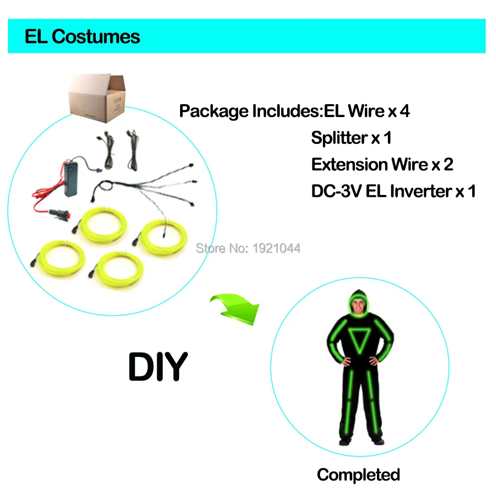 10 цветов освещения доступны EL Wire костюмы светящиеся Rave костюмы танец DJ вечерние принадлежности DIY Светящиеся одежда материал