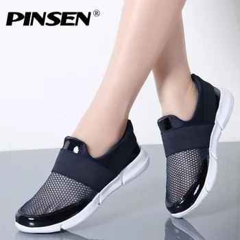 

PINSEN Brand Casual Women Shoes Breathable Summer Flat Shoes Woman Slip on Loafers Shoes Zapatillas hombre Moccasins slipony
