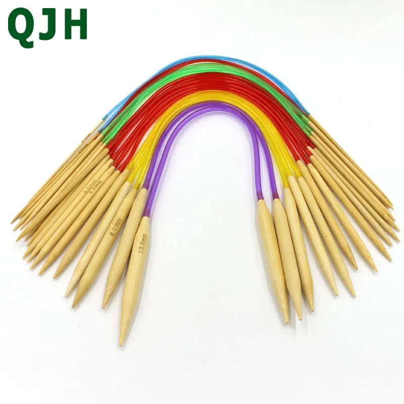 

New Multi-color 2.0mm-10mm 18Pcs/set 40cm Eco-Friendly Double Point Bamboo Annular Knitting Needles Crafts Yarn tool Sets
