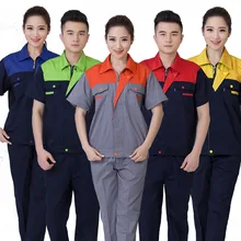 Men Women Work Clothing Sets Short Sleeve Jackets+Work Pant Workwear Suits Summer Factory Car Repair Workers Uniforms(China) Men Women Work Clothing Sets Short Sleeve Jackets+Work Pant Workwear Suits Summer Factory Car Repair Workers Uniforms(China)