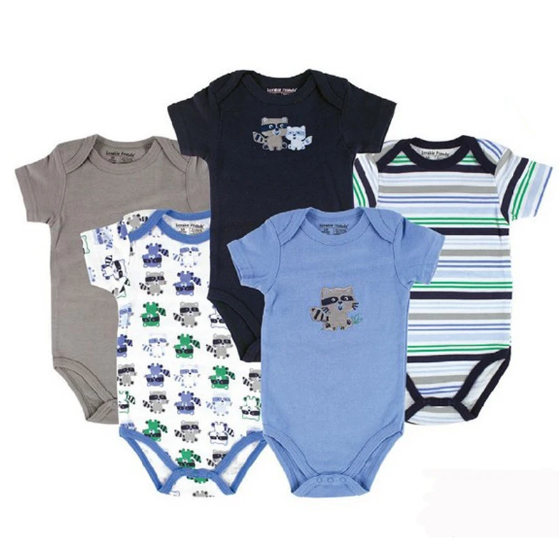 2017 Summer 5pcslot Baby Clothes Baby Romper O-Neck 100%Cotton Cute Styles Newborn Baby Boys girls Clothes Baby Overall (2)