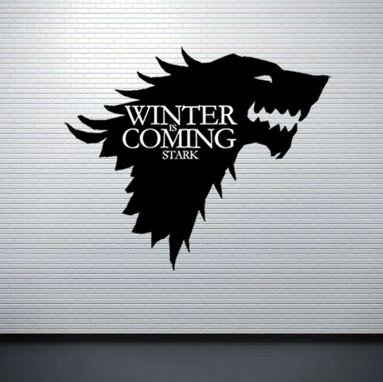 

Game of Thrones House Stark of Winterfell Badge Direwolf Wall Stickers Home Decor For Kids Rooms Bedroom PVC Mural Wall Sticker