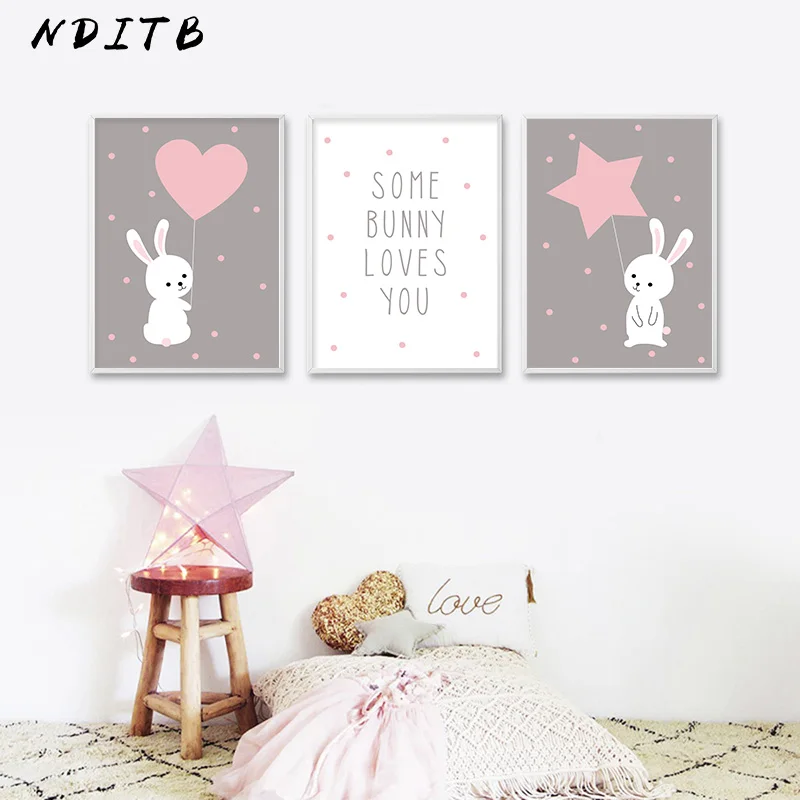 

Kawaii Cartoon Canvas Poster Bunny Nursery Quotes Wall Art Print Painting Nordic Kids Decoration Pictures Baby Living Room Decor