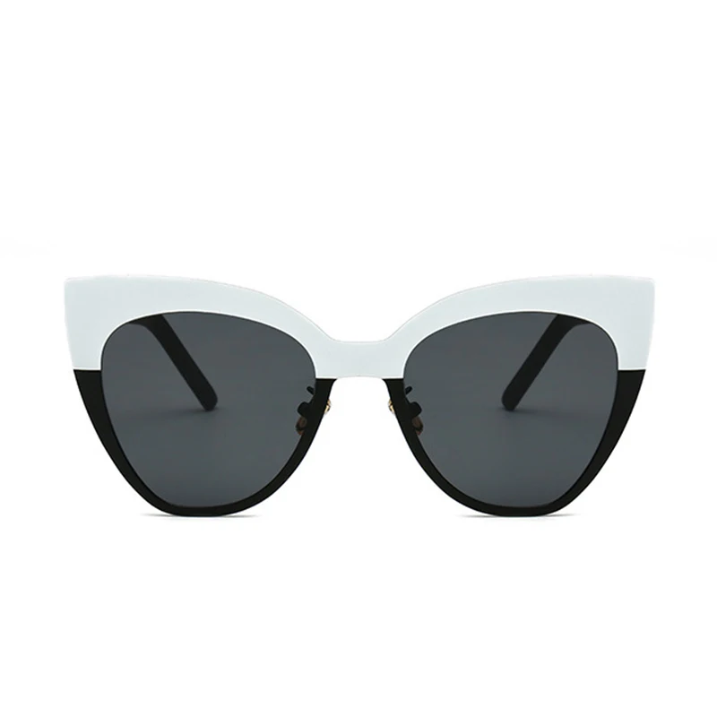 Королевские женские солнцезащитные очки кошачий глаз, фирменный дизайн, черная белая металлическая оправа, мужские градиентные очки UV400 ss691