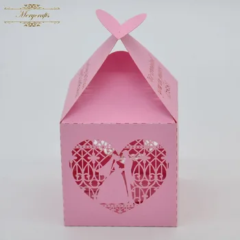 

Groom and bride laser cut color paper wedding favor box