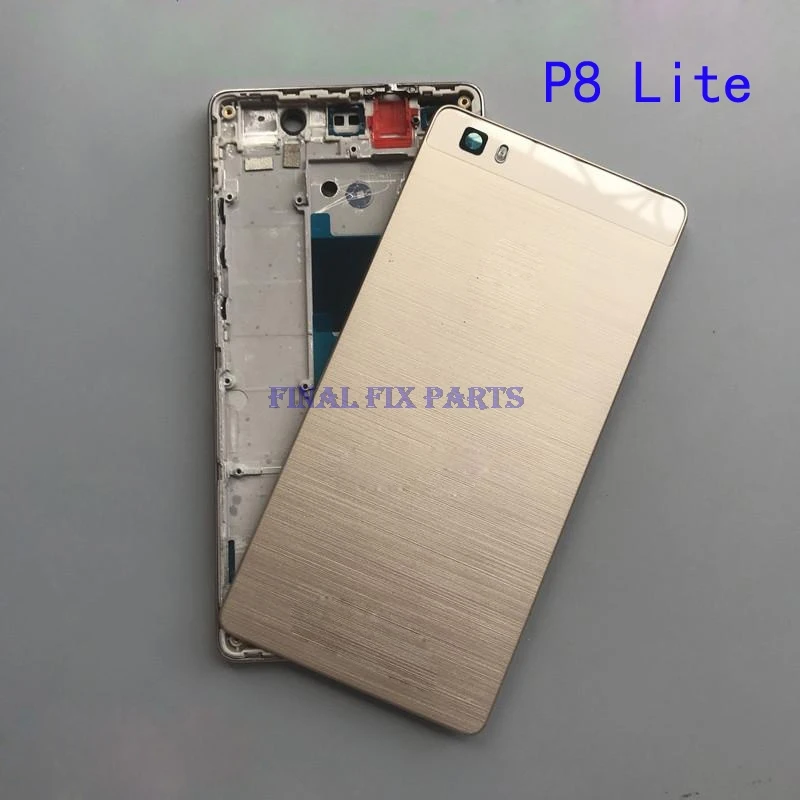 Полный Корпус Шасси для huawei P8 Lite ЖК передняя рамка+ задняя крышка батареи корпус с боковой кнопкой+ объектив камеры