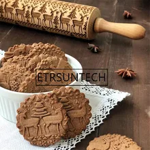 100 шт рождественское тиснение скалка для выпечки печенья печенье, фондан, пирог, тесто, выгравированный ролик олень; Снежинка