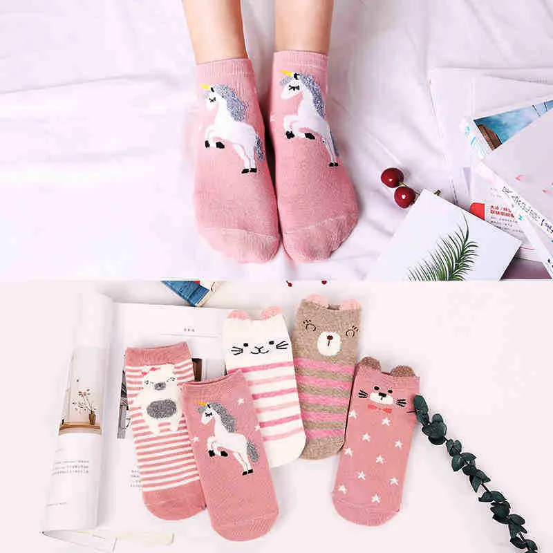 

5 Pairs/Set High Quality Comfortable Girl Cotton Boat Socks Cute Ankle Low Female Invisible Breathable Women Socks Drop Shipping
