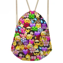 Women s Funny Emoji Drawstring Bags for Female Custom Backpack Beach Bag Small Girl s Bunch