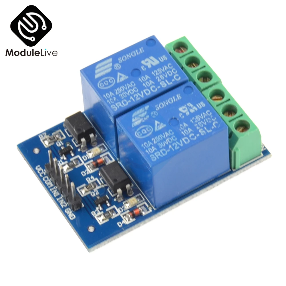 

12V 10A Two 2 Channel Relay Module With optocoupler For PIC AVR DSP ARM For Arduino