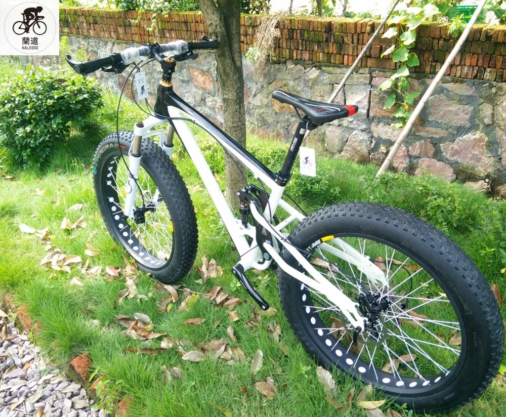 Flash Deal Kalosse 26*4.0 inch snow bike  Full suspension fat bicycle mountain bike  21/24/27/30 speed 26er   Hydraulic brakes 11
