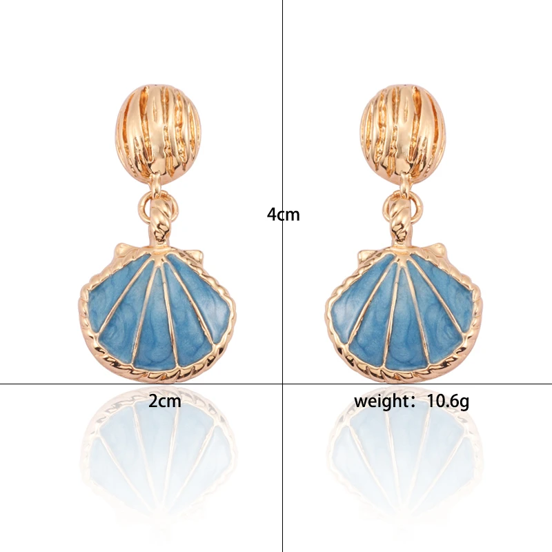 Trendy-Gold-Enamel-Sea-Shell-Stud-Earrings-Bohemian-Beach-Tassel-Seashell-Earrings-For-Women-Beach