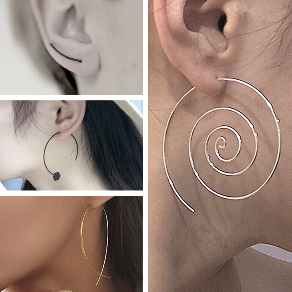 

Minimalist Jewelry Fish Shaped Stud Earrings Simplicity Handmade Copper Wire Earring Women Brincos de gota Feminino Geometric