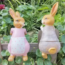 1 пара мультяшная Смола альпинистская пара кролик набор розовый серый кролик Имитация животных украшения для бонсай кролик садовые статуи