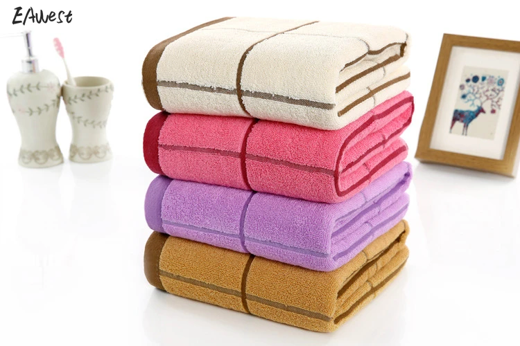 

2107 Luxury Plaid 100% Cotton Bath Towel Brand Serviette Adulte Embroidery Large Beach Towels 70x140cm Free Shipping