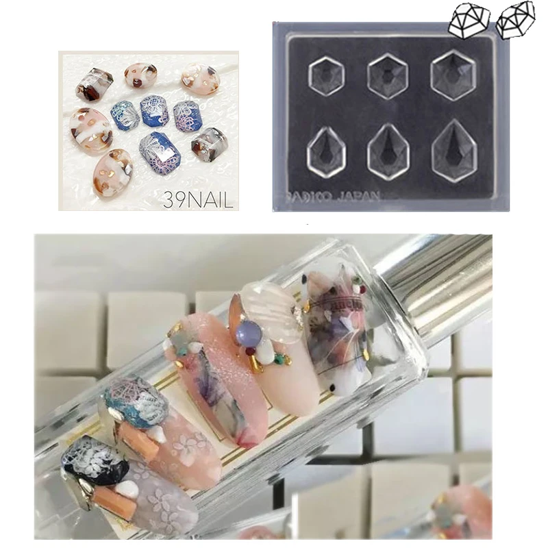 

1Pc New Creative Silicone 3D Acrylic Nail Molds Gem Heart Crystal Pattern for UV Gel Manicure Nail Art Tool Reusable Soft Mold